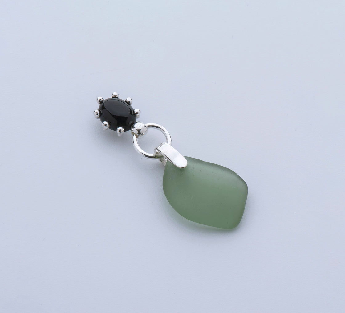 Green Sea Glass Drop Earring